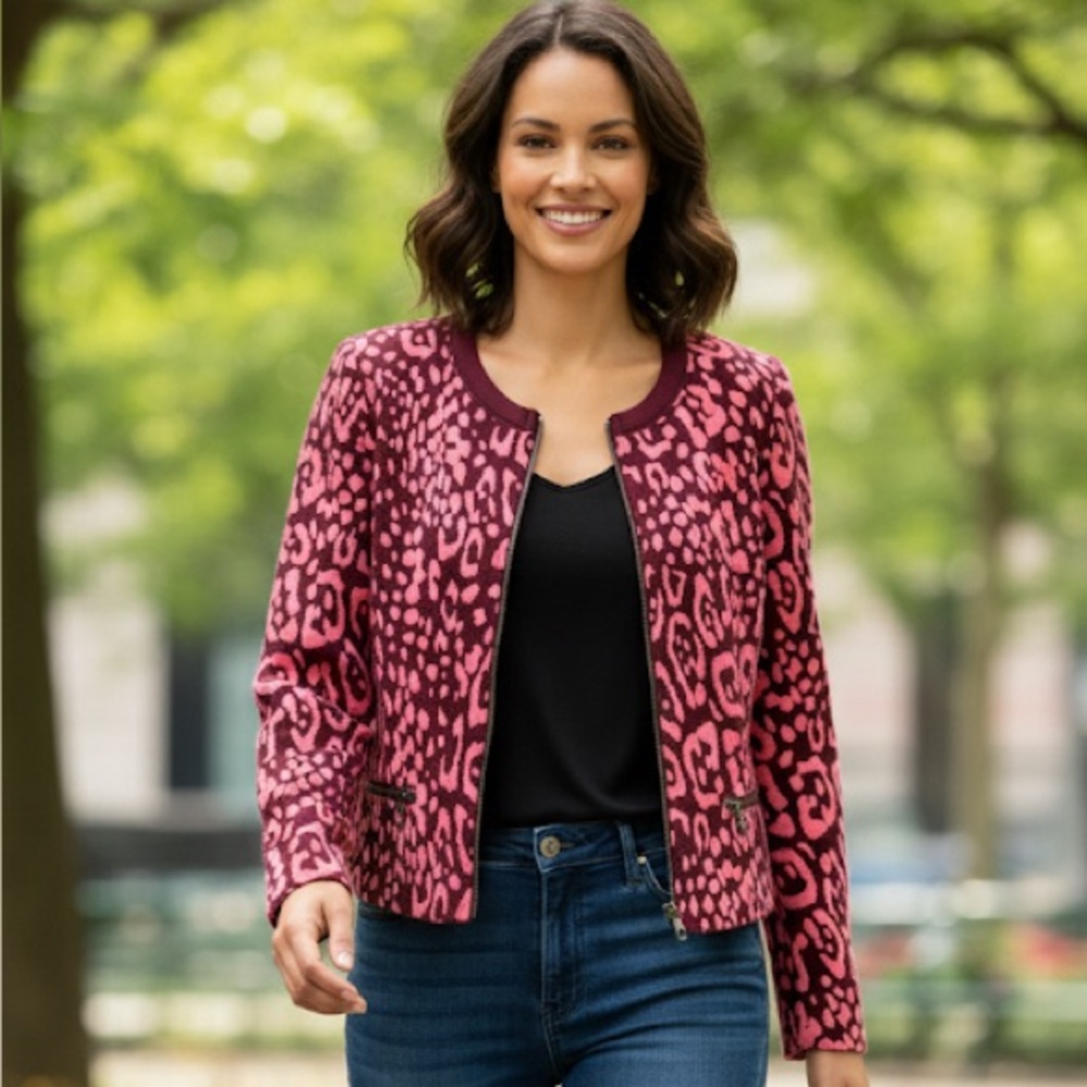 GAP Colorful Leopard Print Zip Up Jacket
